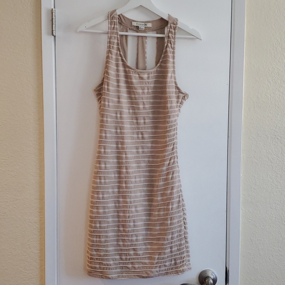 Forever 21 Tan & White Striped Dress